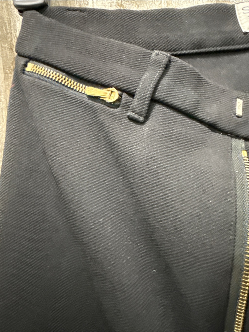 St. John Black Skinny Pants with Gold Zipper Detail